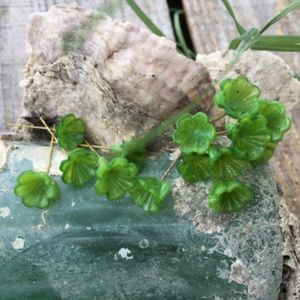 25 Milky Green Glass Flower Pin Charms.